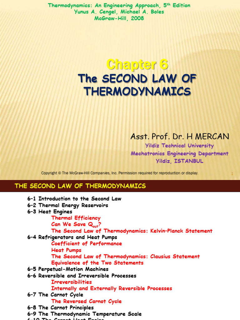 Thermo Ch6 Second Law of Thermodynamics | PDF | Heat | Second Law Of ...