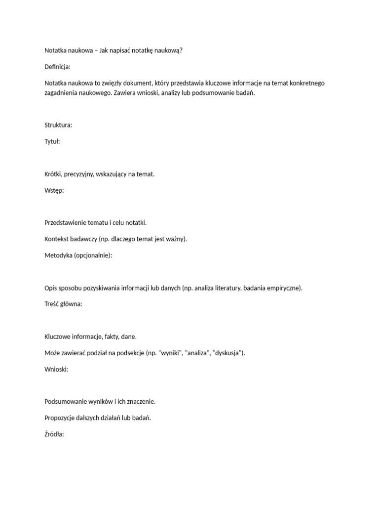 Notatka Naukowa Jak | PDF