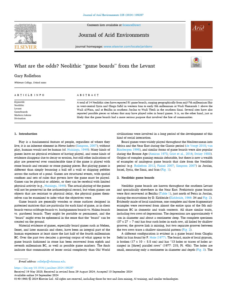 Neolithic Game Boards in the Levant | PDF | Neolithic
