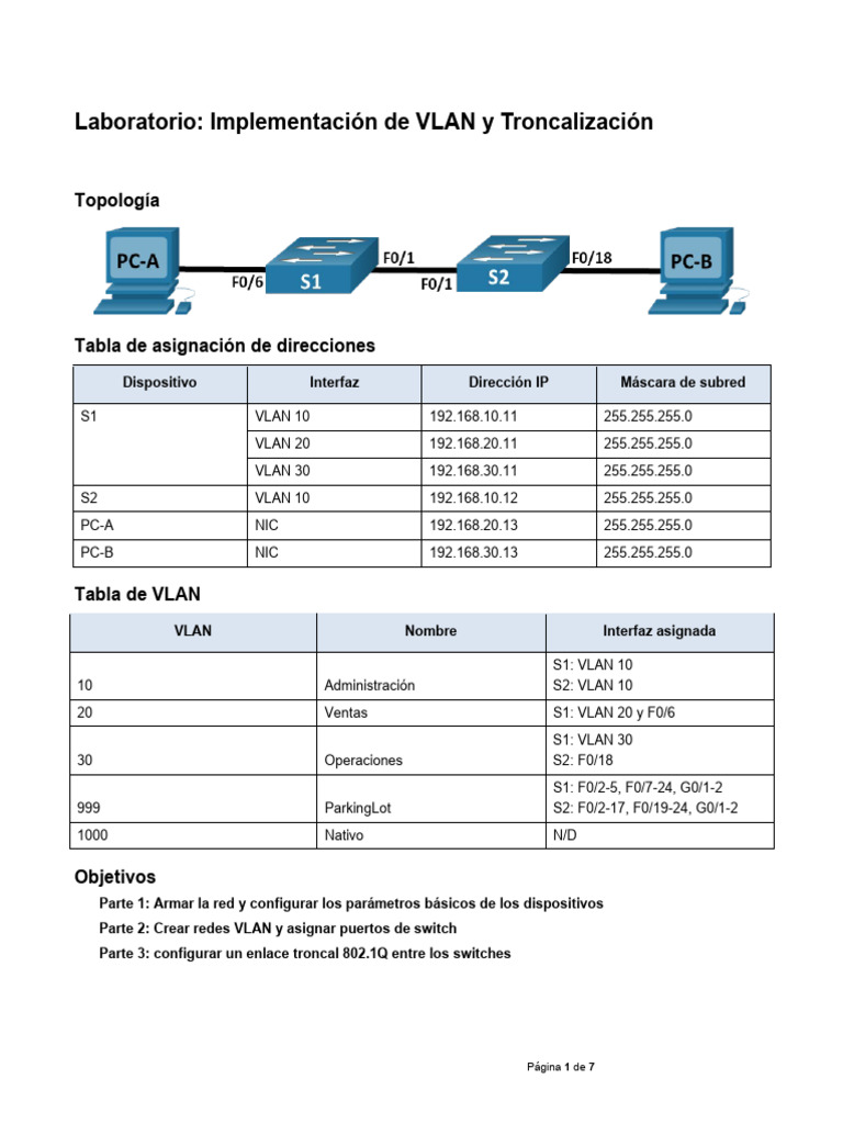 Implementación de VLAN y Troncalización | PDF | Arquitectura de ...