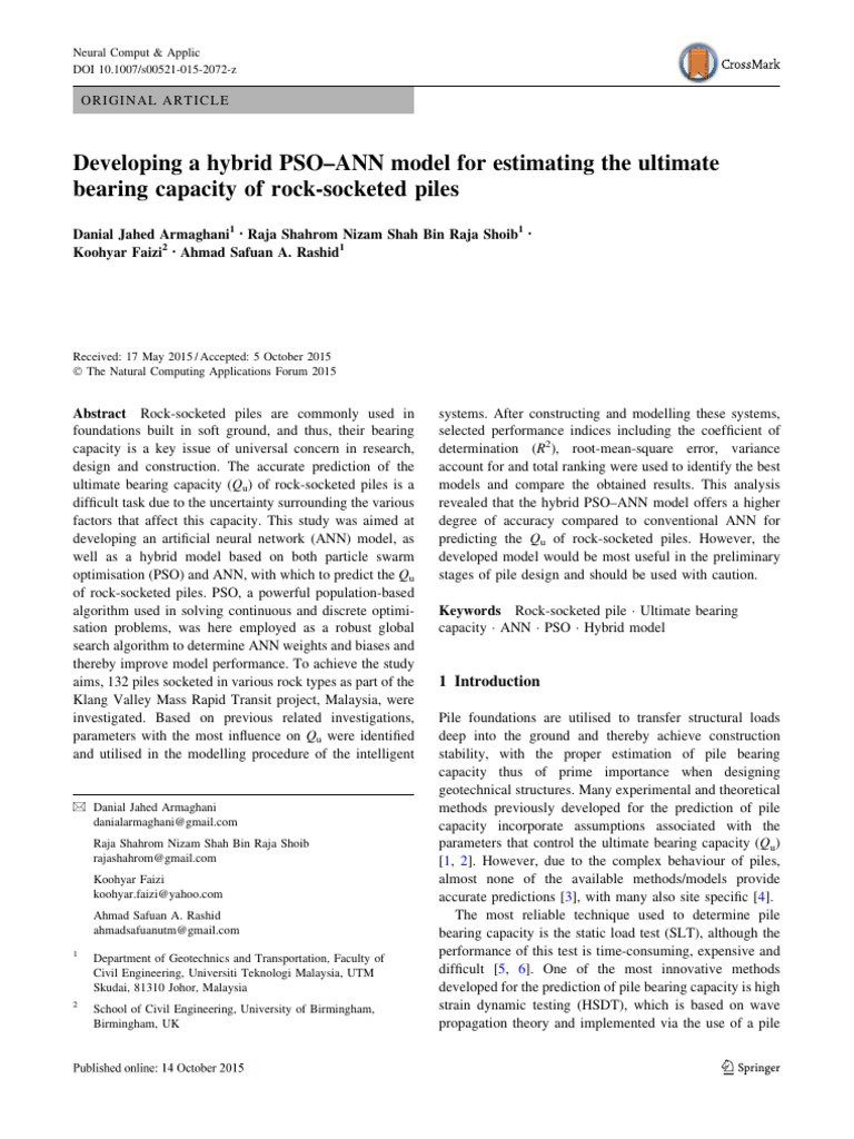 Developing A Hybrid PSO ANN Model For Es | PDF | Deep Foundation ...