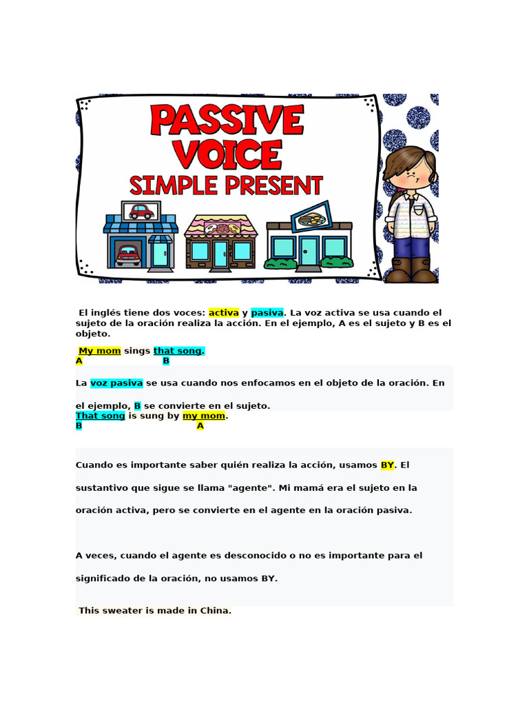 Passive Voice Simple Present | PDF | Mecánica del lenguaje | Gramática