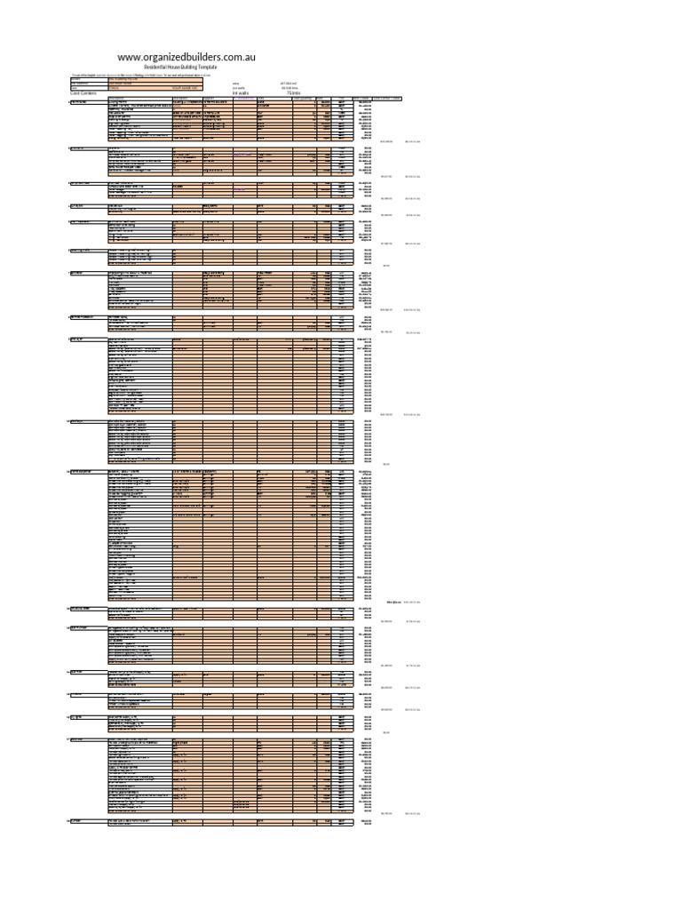 Residential Building Cost Template | PDF | Brick | Masonry