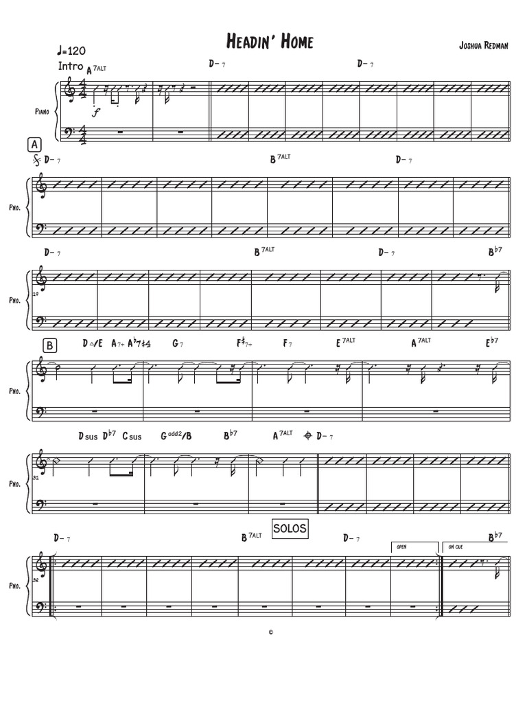 Headin' Home - Piano by Joshua Redman | PDF
