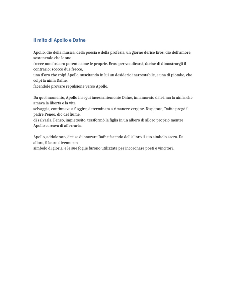 Mito Di Apollo e Dafne | PDF