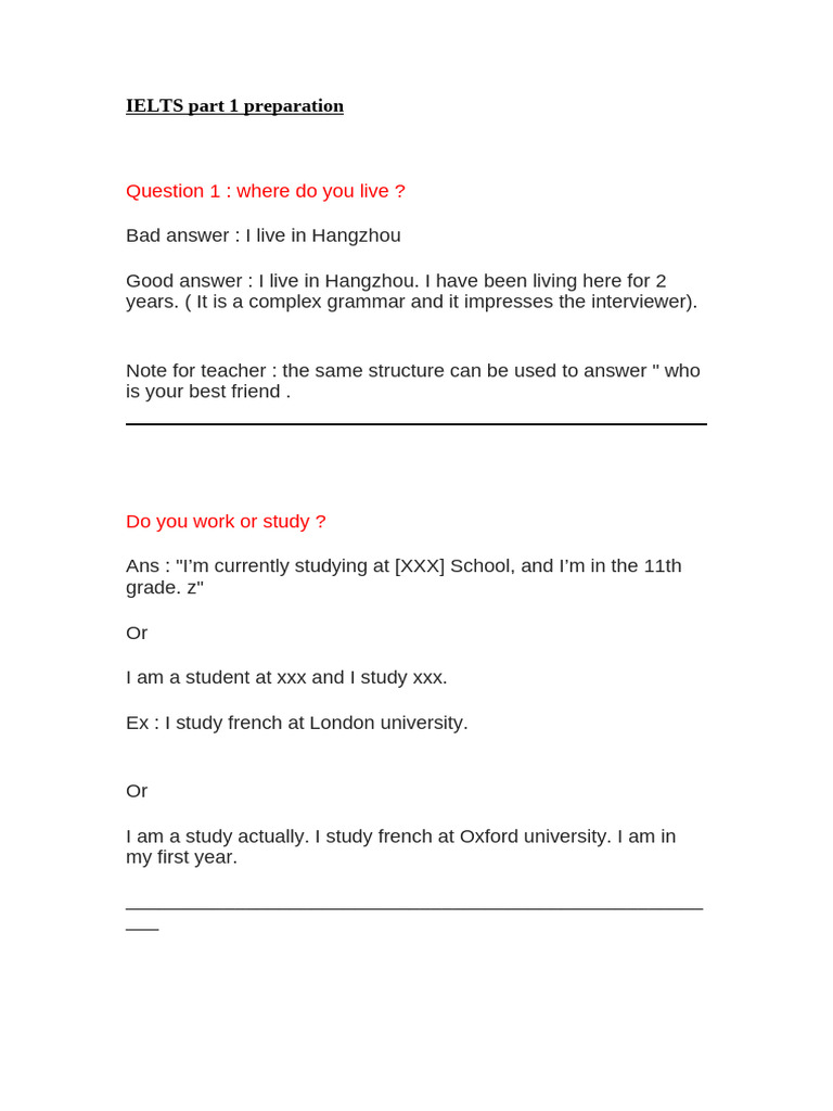 Ielts Part 1 Preparation Pdf