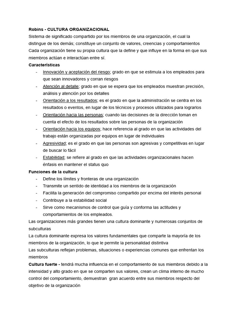 Cultura Organizacional y su Impacto | PDF | Comportamiento | Cultura ...