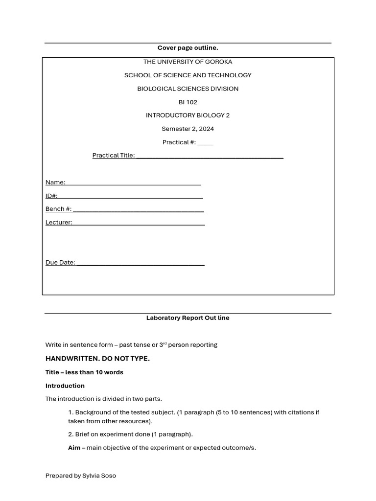 Introductory Biology Lab Report Guide | PDF | Experiment | Paragraph