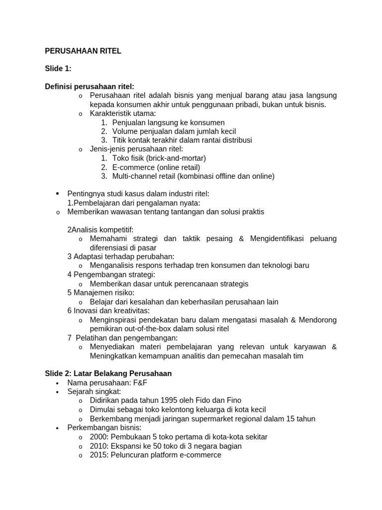 Bahan PPT Perusahaan Ritel | PDF