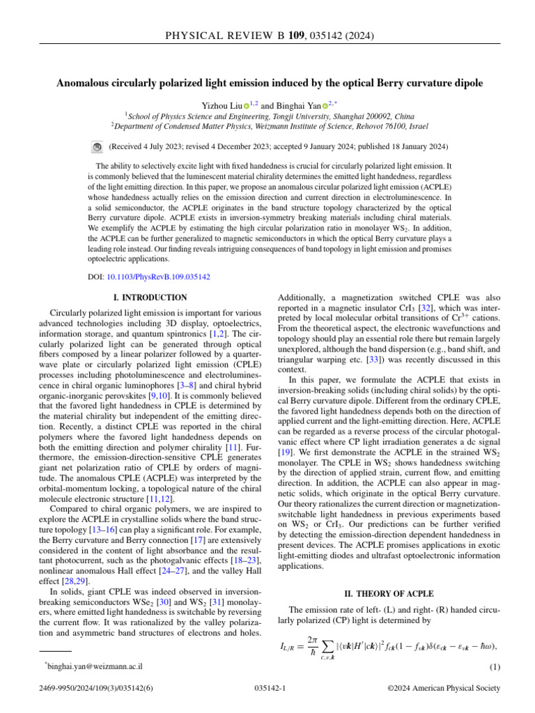 Anomalous Circularly Polarized Light Emission | PDF | Polarization ...