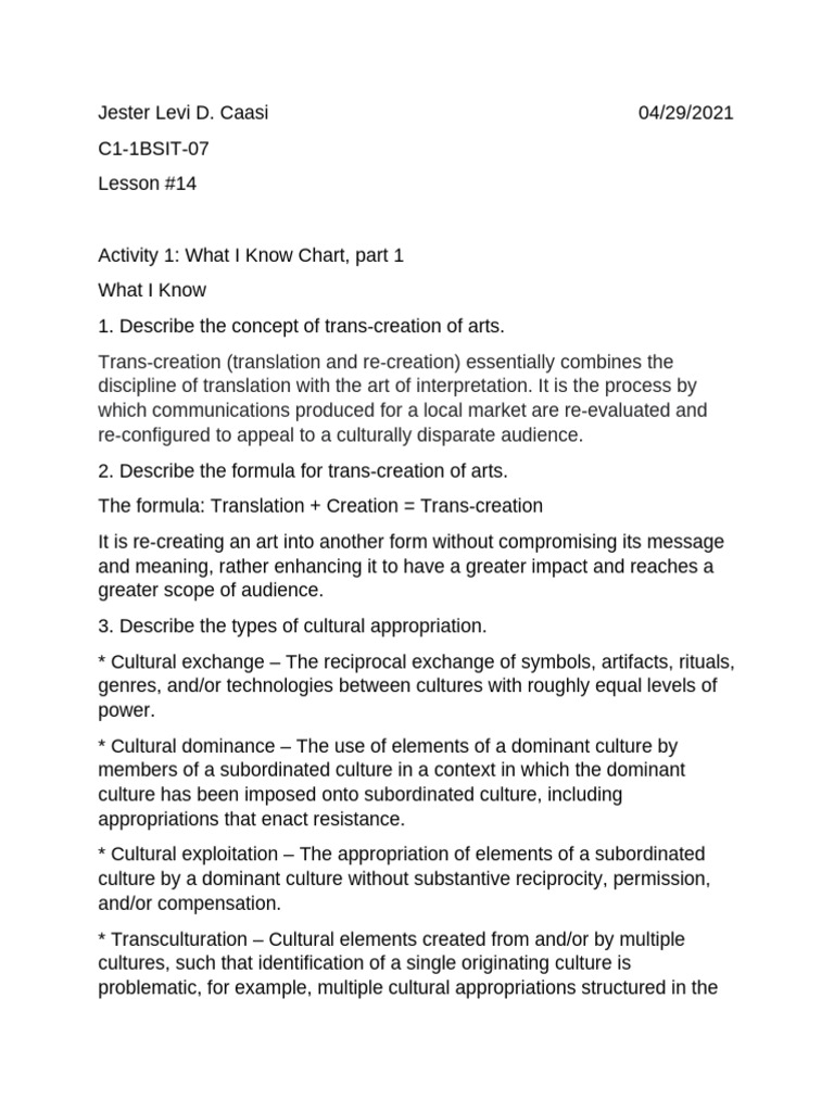 Jester Levi D. Caasi ART 002 #14 | PDF | Translations | Liberal Arts ...