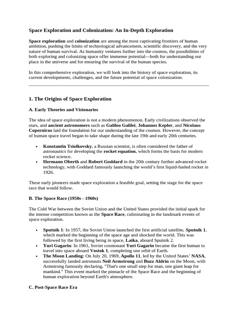 Space Exploration and Colonization Insights | PDF | Space Exploration ...