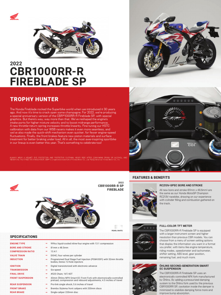 2022 CBR1000RR R Fireblade SP Brochure | PDF | Automotive Industry