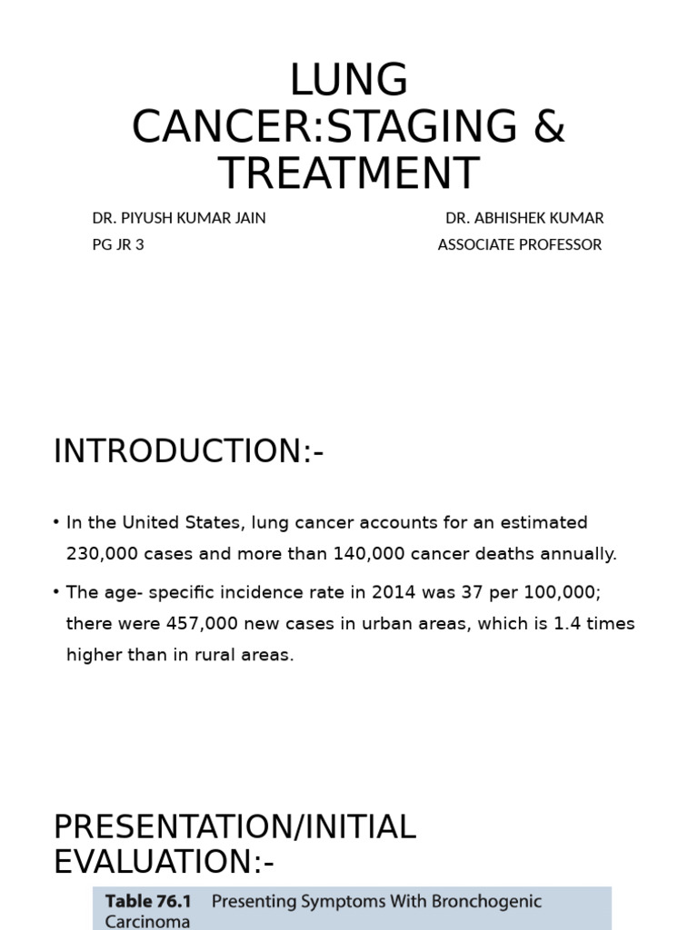 Lung Cancer Staging and Treatment Guide | PDF | Therapy | Lung Cancer