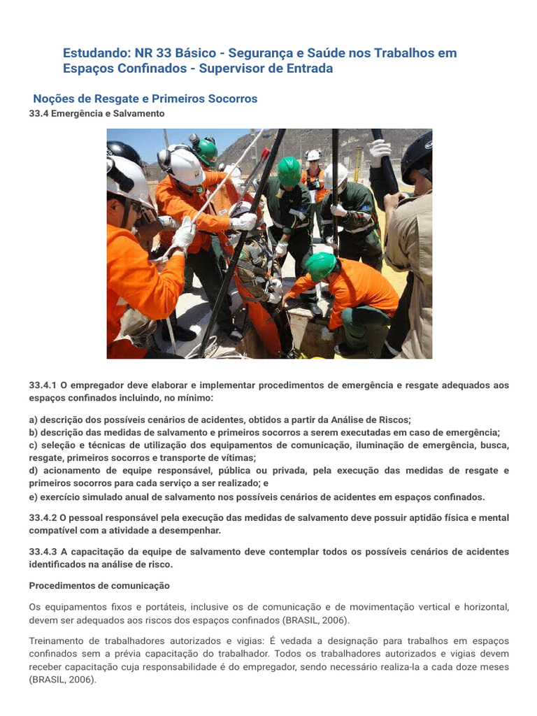 Segurança em Espaços Confinados: NR 33 | PDF | Resgate ...