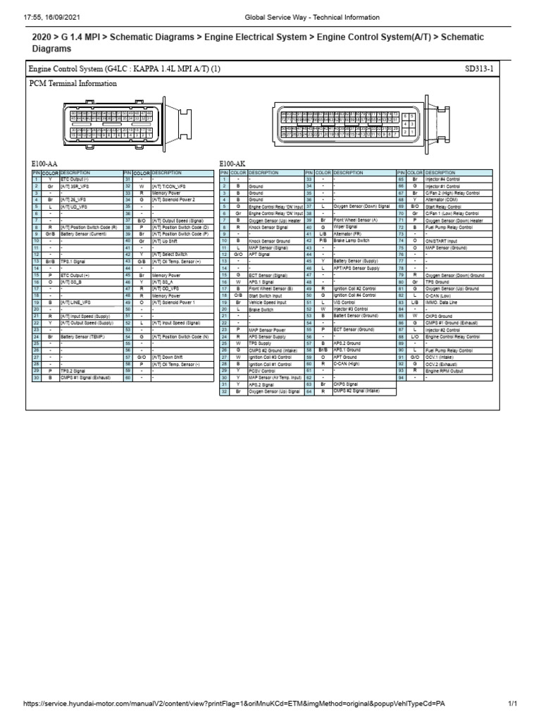Hyundai Accent ECU Pinout Diagram PDF Fuel Injection Engines