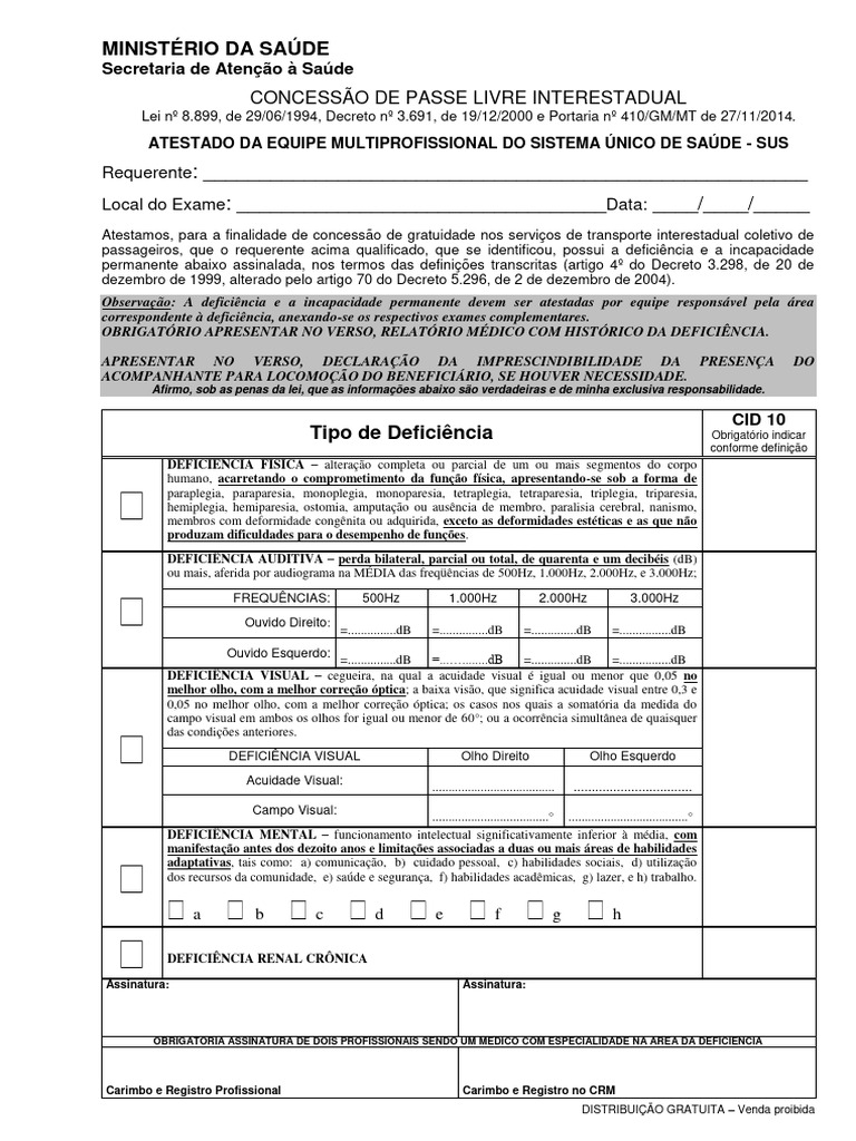Laudo para Passe Livre PCD | PDF | Deficiência visual