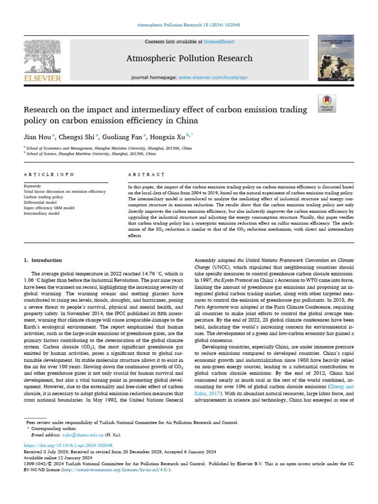 Research On The Impact and Intermediary Effect of Carbon Emission ...