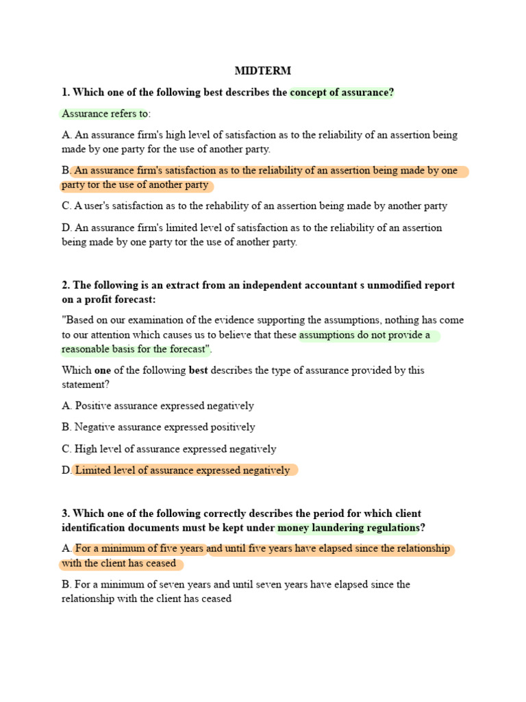 MIDTERM | PDF | Audit | Financial Statement