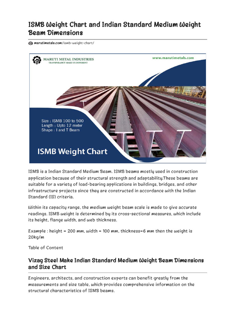 ISMB Weight and Dimension Guide | PDF | Beam (Structure) | Structural ...