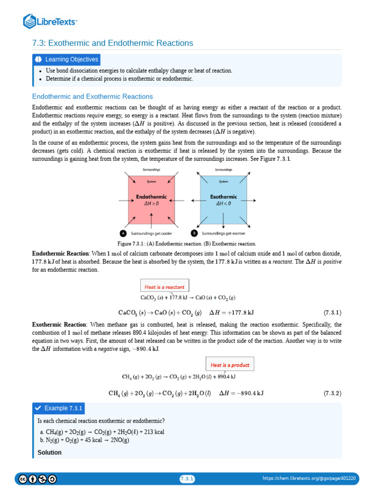7.03 Exothermic and Endothermic Reactions | PDF | Chemical Reactions ...