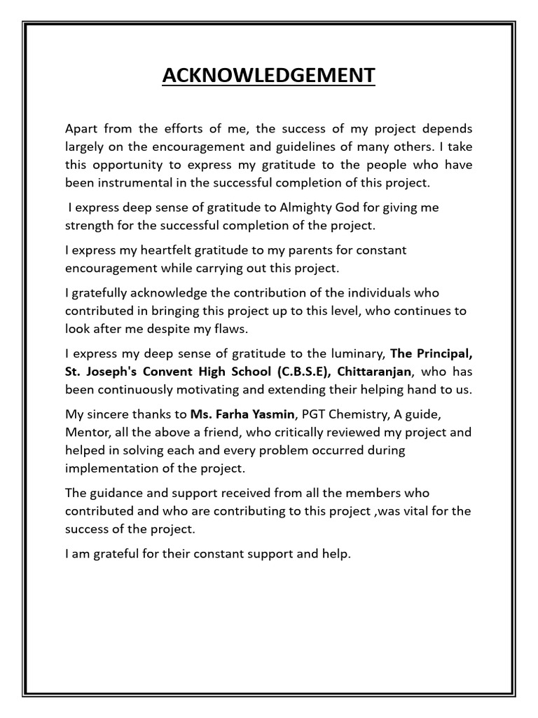 Acknowledgement Cls 12 | PDF