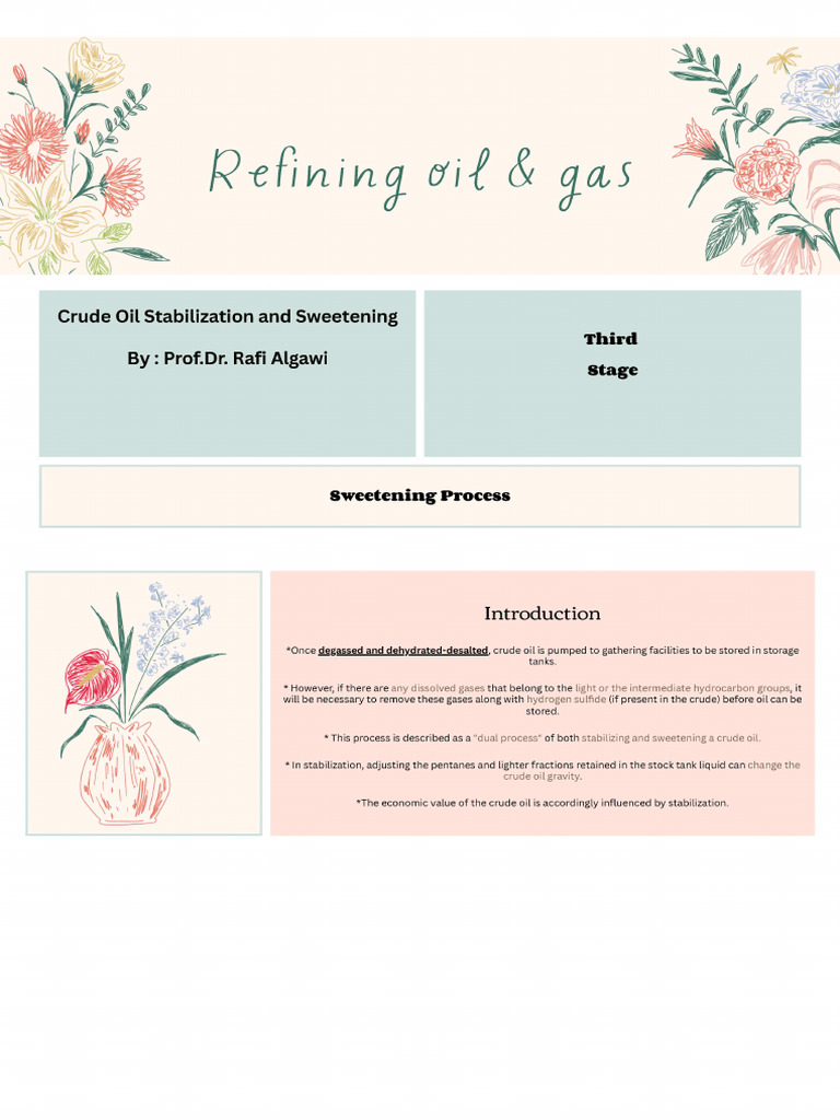 Crude Oil Stabilization and Sweetening Process | PDF | Petroleum | Oil