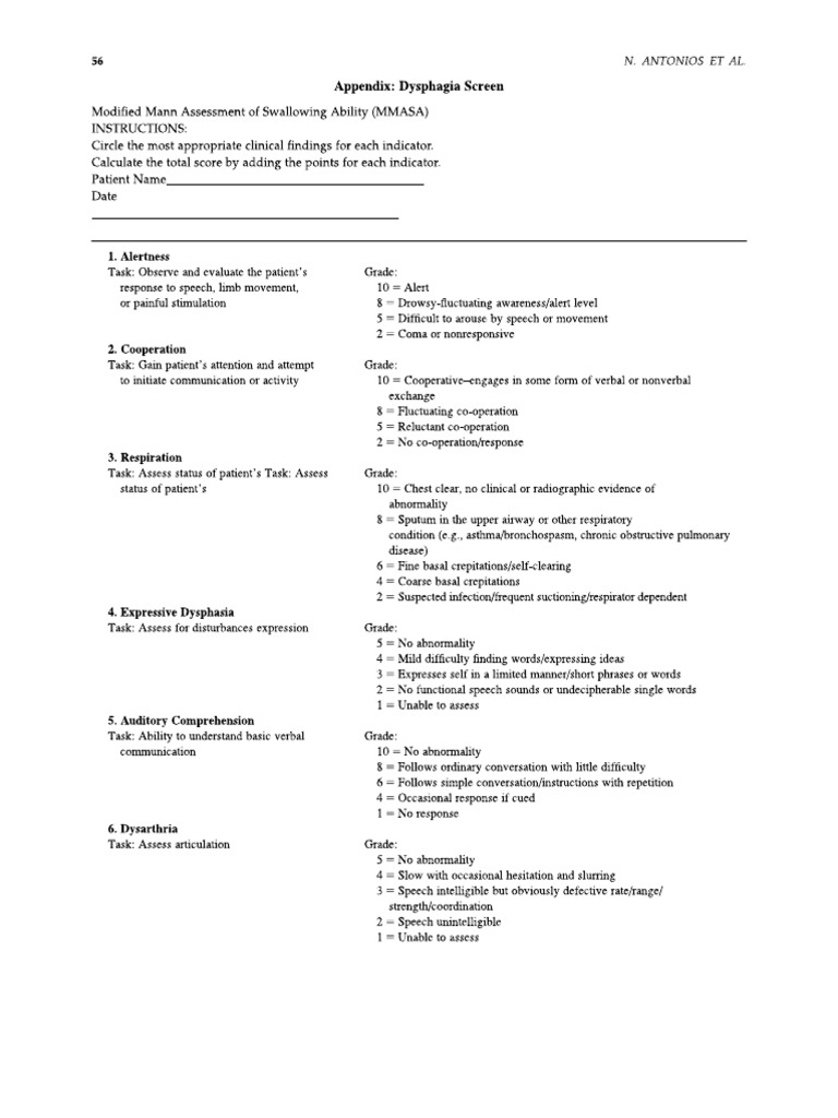 Modified Mann Assessment | PDF