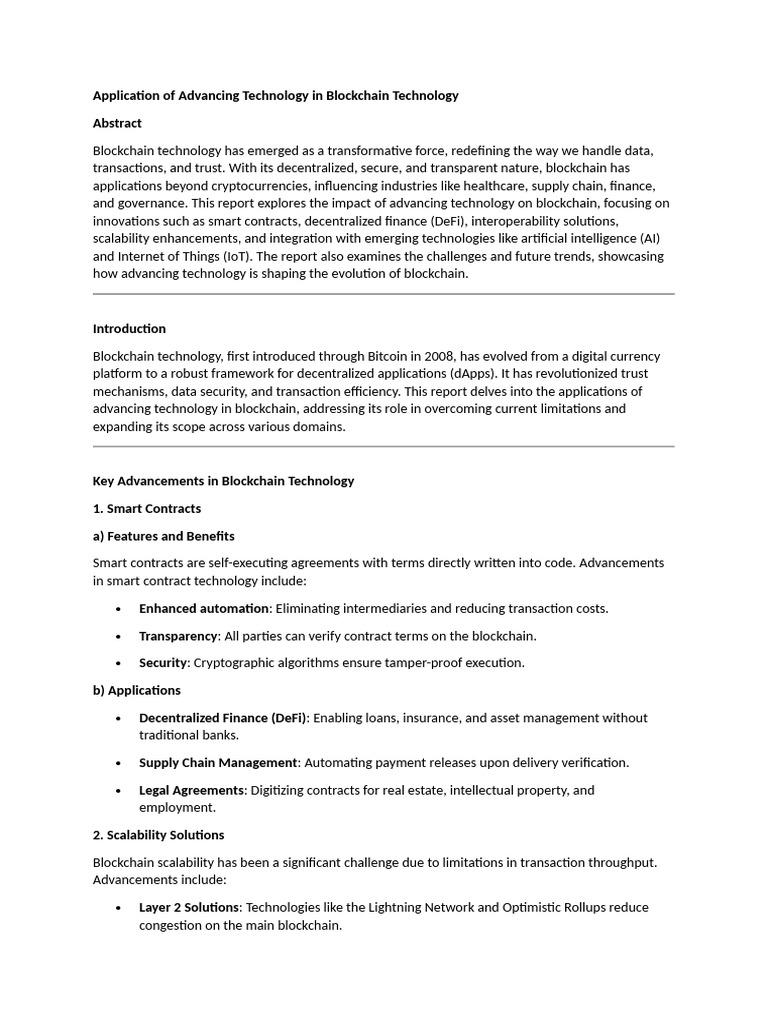 Advancements in Blockchain Technology | PDF | Internet Of Things ...