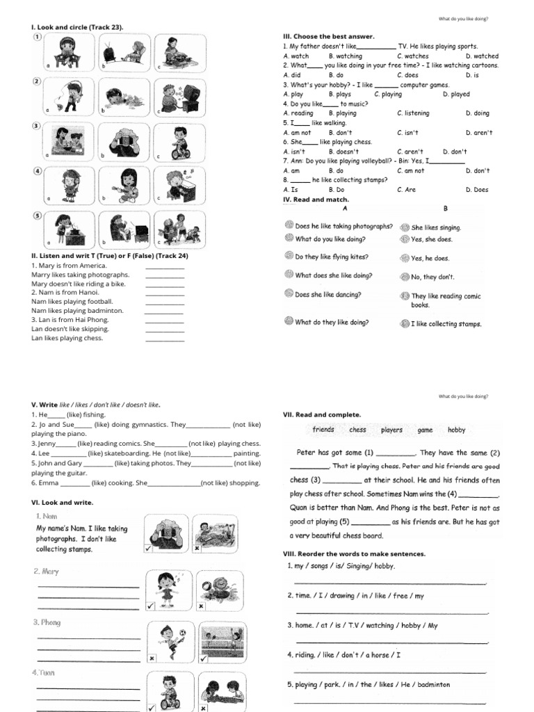Activities and Hobbies Worksheet | PDF