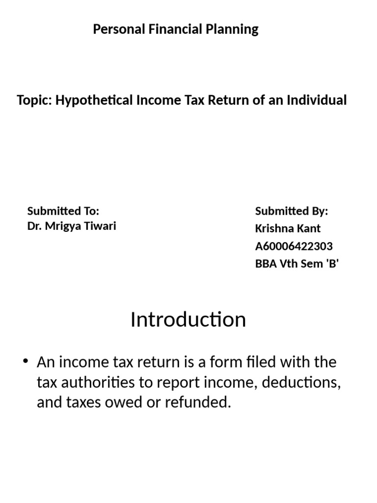 Individual Income Tax Return Analysis | PDF | Expense | Tax Deduction