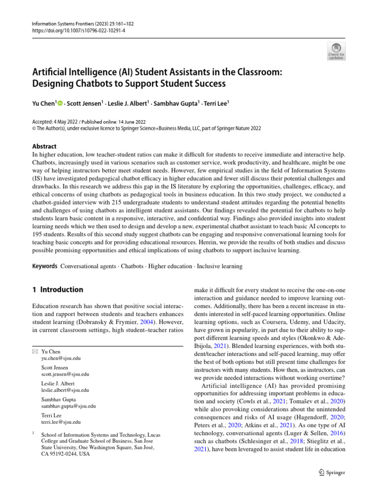 Chatbots Enhancing Student Learning | PDF | Artificial Intelligence ...
