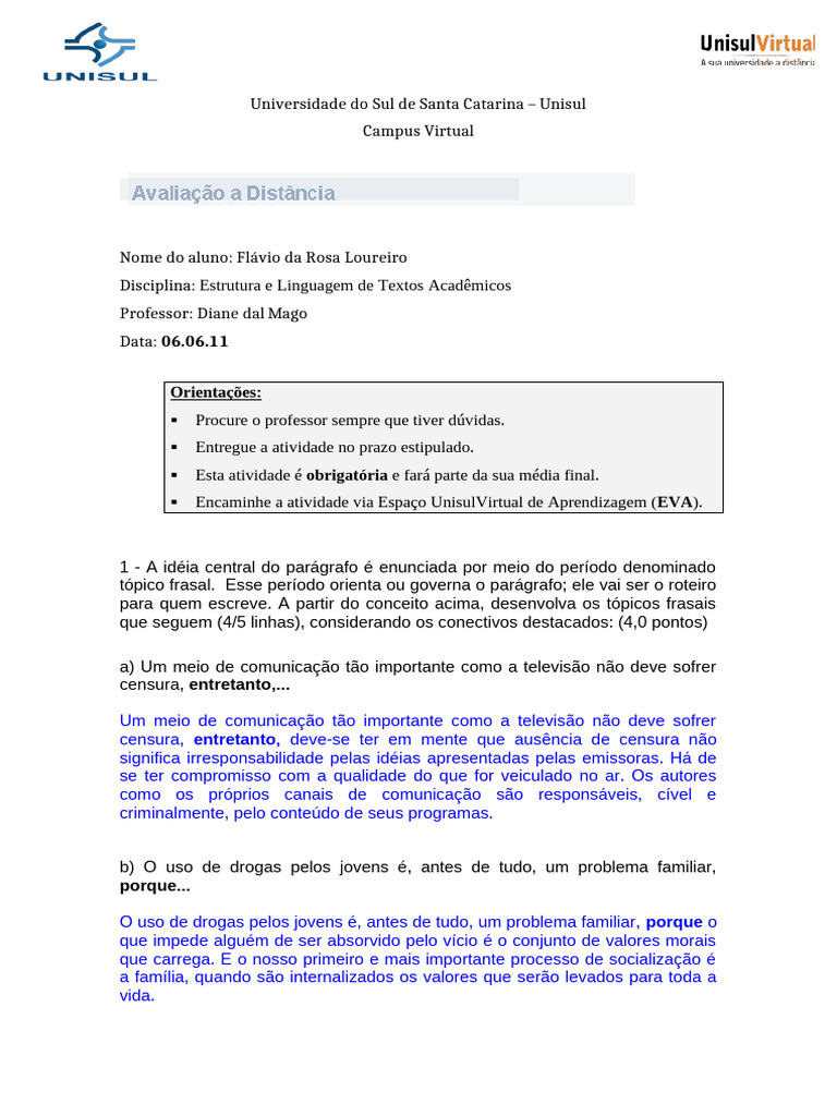 Estrutura de Textos Acadêmicos na Unisul | PDF | Comunicação