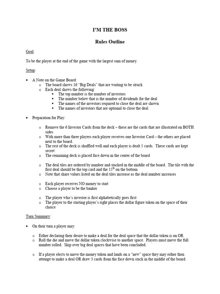 Im The Boss | PDF | Negotiation | Tabletop Games