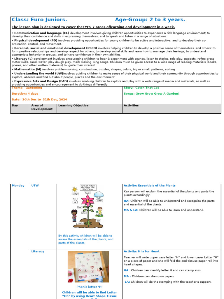 Euro Juniors Gardening Lesson Plan | PDF | Psychology | Human Communication