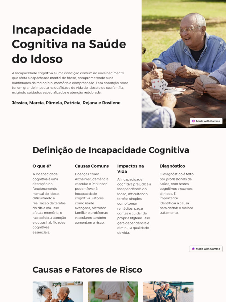 Incapacidade Cognitiva em Idosos | PDF | Demência | Doença de Alzheimer