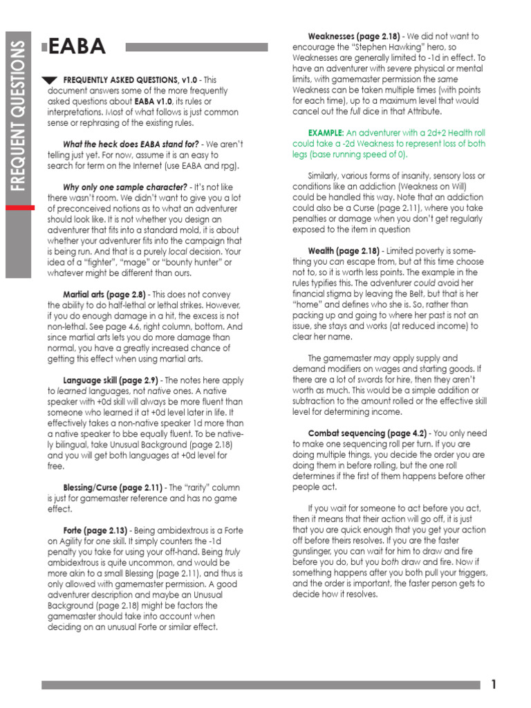 EABA RPG FAQ Overview | PDF | Armour