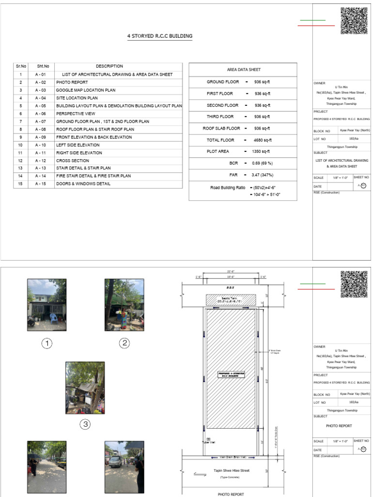 Architectural Plans for 4-Storey RCC Building | PDF | Window ...
