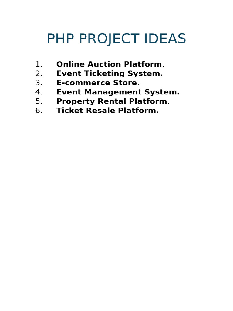 PHP Project Ideas | PDF