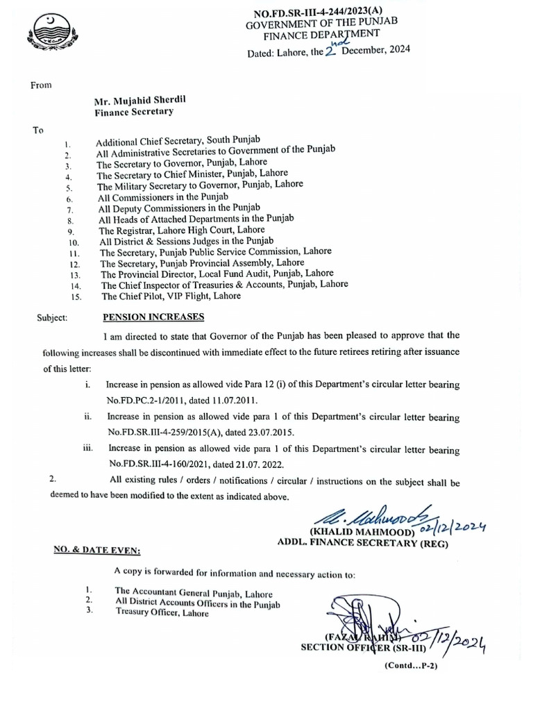 Disallowing of Pension Increase | PDF