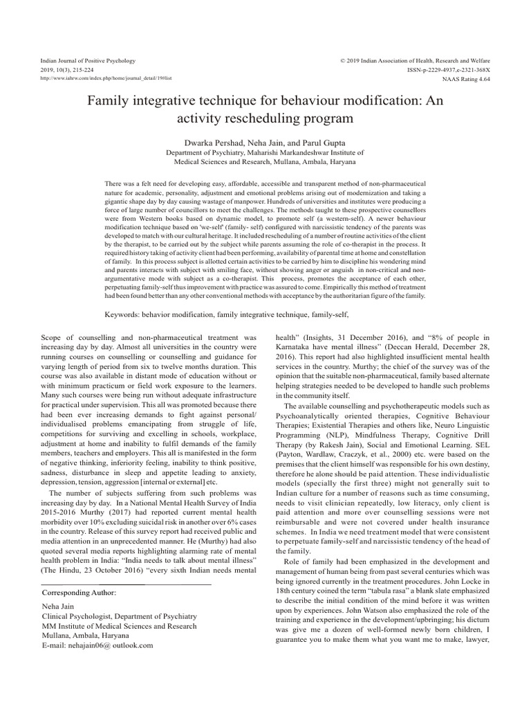 Family-Based Behavior Modification Techniques | PDF | Psychotherapy ...