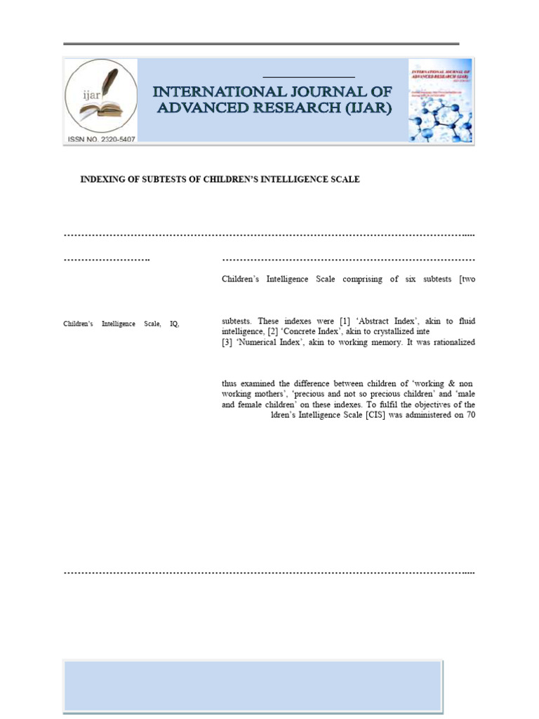 Fluid Intelligence in Children's IQ Testing | PDF | Wechsler Adult ...