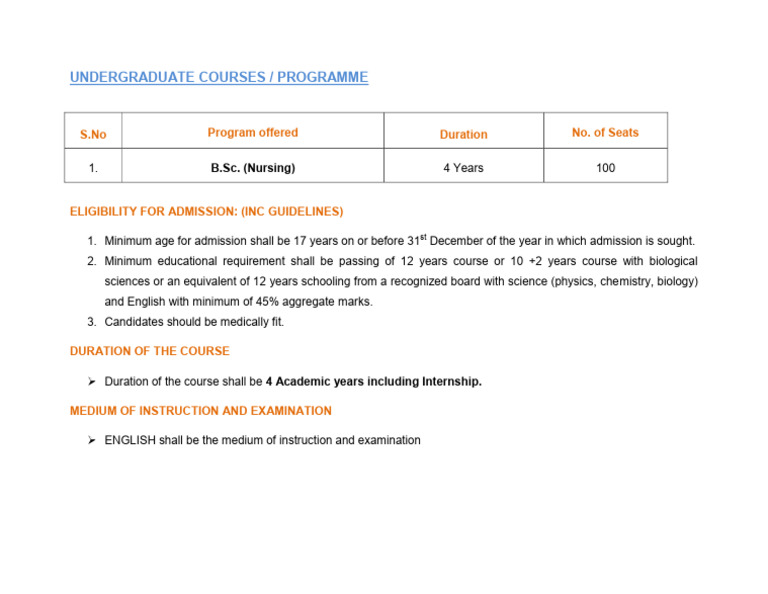 Course-b Sc Nursing | PDF
