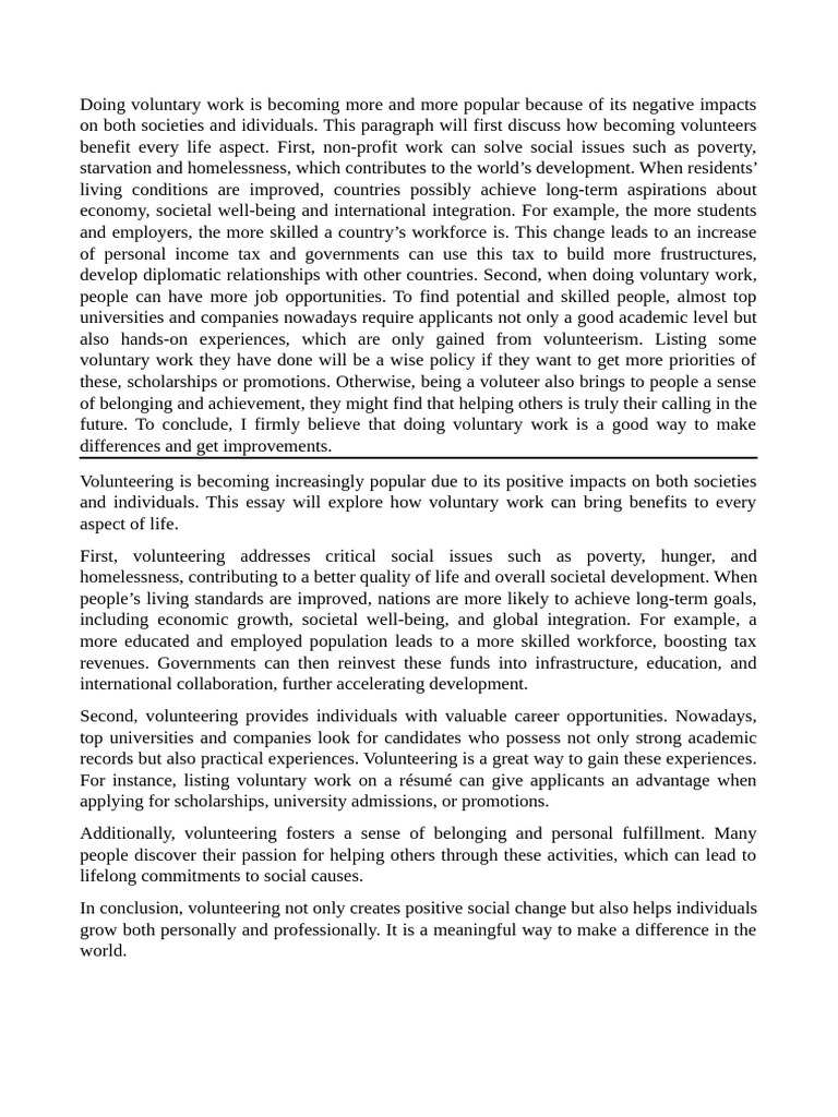 Benefits of Volunteering for Society | PDF | Volunteering | Taxes