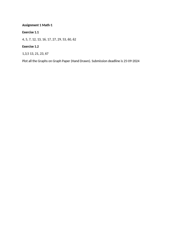 Math Assignment 1 Graphing Exercises | PDF