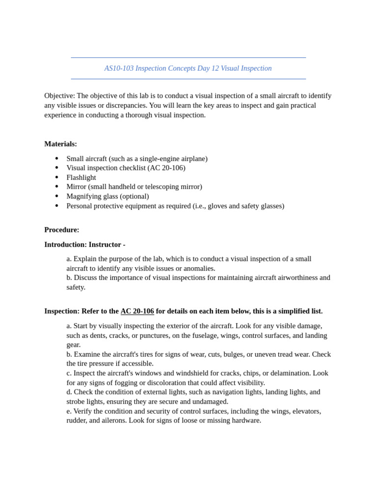 Visual Inspection of Small Aircraft | PDF | Flight Control Surfaces ...