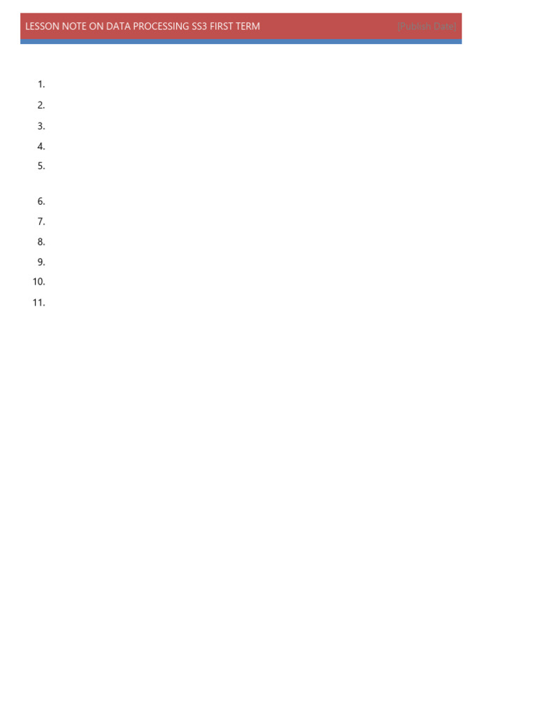 Data Processing Lesson Notes SS3 Term 1 | PDF | Database Index ...