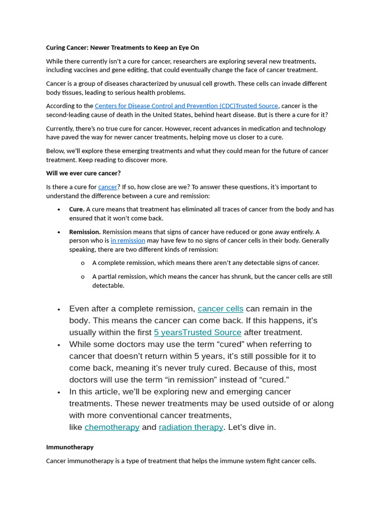 Curing Cancer | PDF | Monoclonal Antibody | Cancer