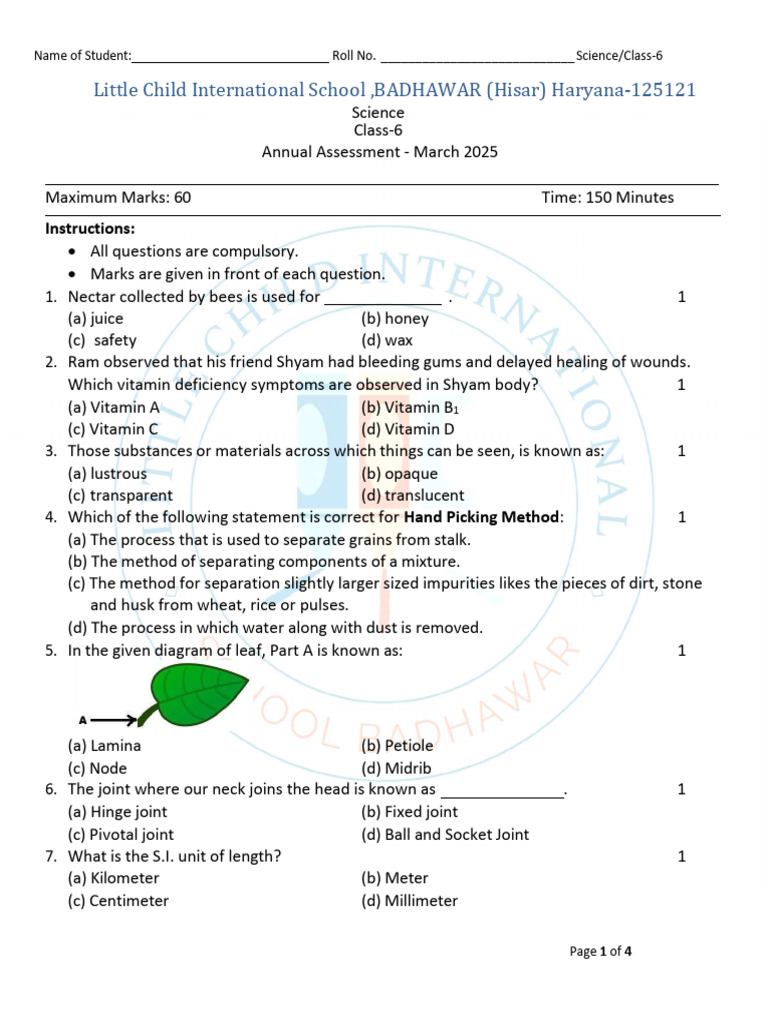 CLASS 6TH SCIENCE 2025 | PDF