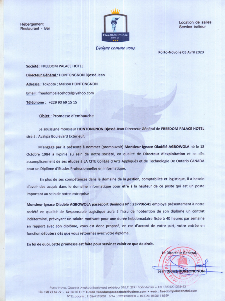 Promesse D'embauche | PDF